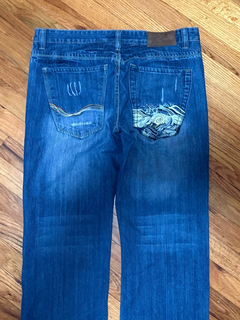 Diesel Industry Denim Men’s Size 36x30 Embroiderd Pockets Relaxed Fit Blue Jeans
